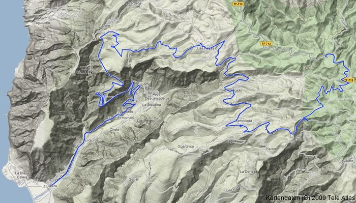 Radtour durchs Valle Gran Rey abwärts, Streckenverlauf