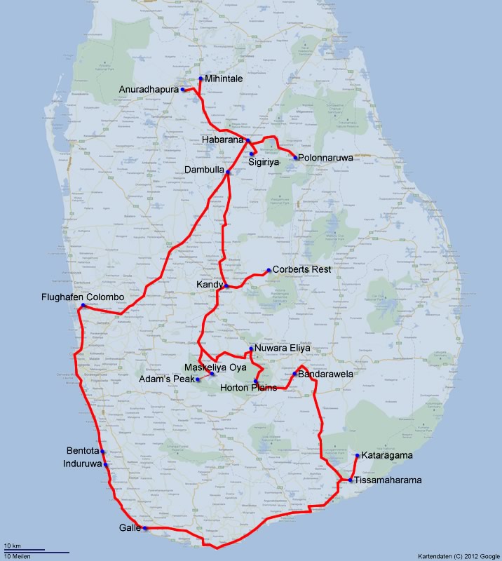 Übersichtskarte Sri Lanka